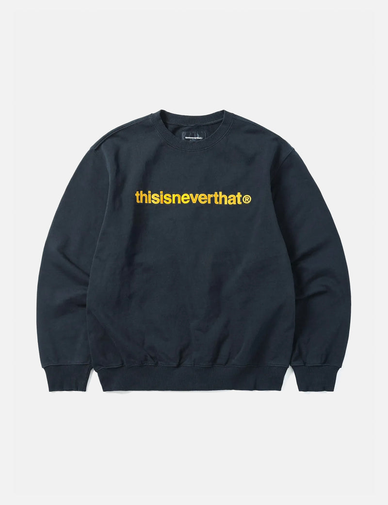 タイムセール！】 NEVER IS THIS THAT Crewneck Navy T-Logo